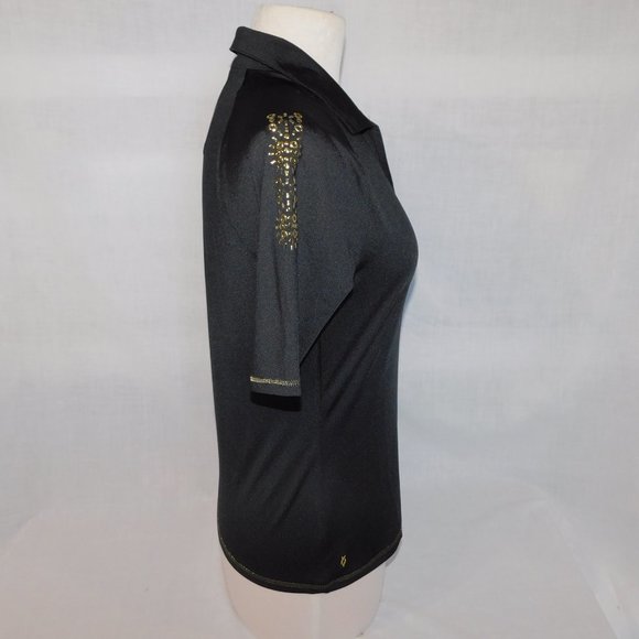 Nancy Lopez Womens S Desert Dry Black with Gold Detail Golf polo Shirt - Picture 7 of 9